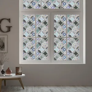 Decoratieve Mandala Raamfolie Statische Hechting Matglas Sticker Retro Kleurrijk PVC Home