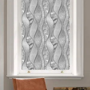 Decoratieve raamfolie statische hechtende glassticker met retro golfpatroon ontwerp