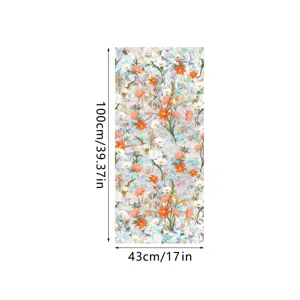 Decorative stained glass window film, static cling prism rainbow floral privacy sticker for home.