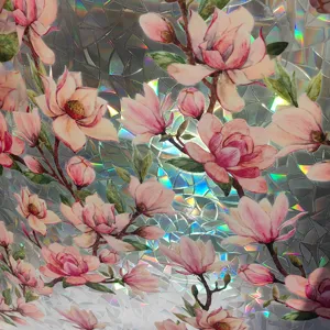Magnolia window film rainbow static cling decorative glass sticker for home decor design.