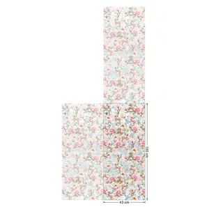 Prismatic rainbow window film with pink floral pattern, static cling glass sticker for decor.