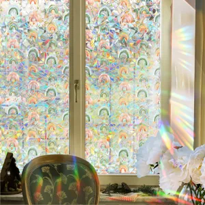 Decorative rainbow window film static cling 3D prism glass sticker for home decoration