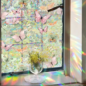 Colorful butterfly suncatcher window film static glass sticker rainbow prism home decor