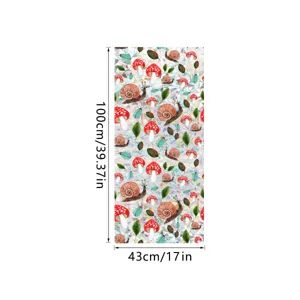 Detailed view of the colorful static window glass sticker featuring rainbow snail and mushroom pattern.