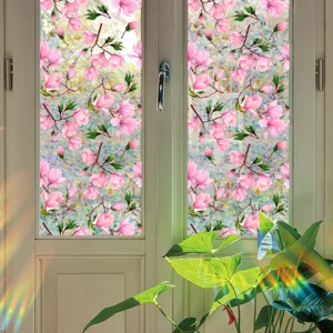 Colorful magnolia window film prism rainbow static glass sticker for home decoration decal