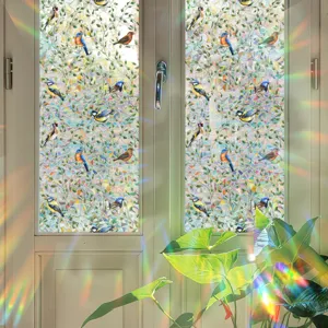 Colorful rainbow window film sun catcher static cling glass sticker for home decoration.