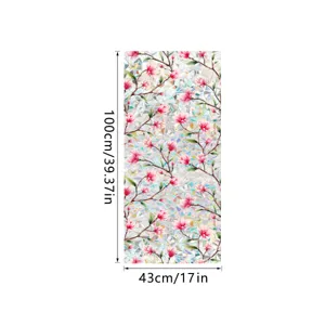 Rainbow window film suncatcher static cling glass sticker with pink floral magnolia design 43x100cm