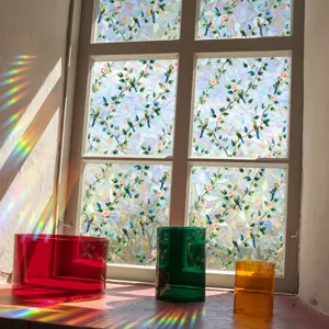 Colorful window film static suncatcher iridescent prism rainbow glass sticker for home decor.