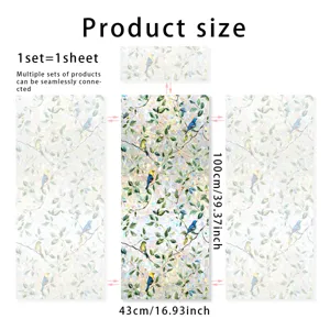 Rainbow window film stained glass sticker bird leaf pattern 43x100cm decorative glass