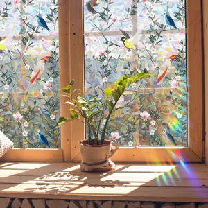Colorful stained glass window film suncatcher static prism sticker for home decoration.