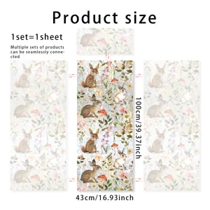 Details of the colorful suncatcher window film featuring cute deer and floral pattern 43x100cm