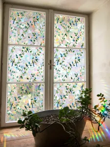 Rainbow window film sun catcher stained glass sticker static decorative privacy window decal
