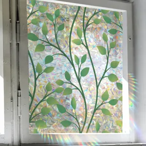 Rainbow window film prismatic suncatcher sticker decorative glass sticker green vine design