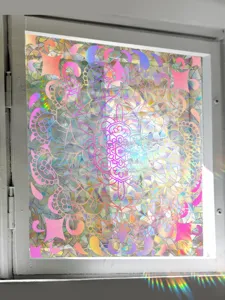 Colorful holographic window sticker prism sun catcher static mandala glass film for home decor