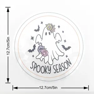Αυτοκόλλητο παραθύρου συleκτικό φάντασμα Halloween με λουλούδια και νυχτερίδες διακόσμηση.