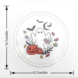 Autokollito parathyrou me fantasma Halloween, stroggyli holografiki gialini tainia.