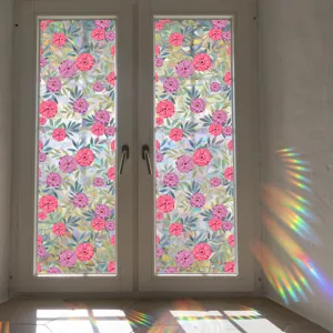 Rainbow window film sun catcher static glass sticker floral prism sticker home decor
