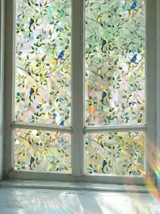 Colorful suncatcher stained glass window film rainbow prism static sticker for home decor