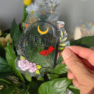 Αυτοκολλητο suncatcher Halloween ολογραφικο βιτραζ διακοσμηση παραθυρου ταφος διακοσμητικο