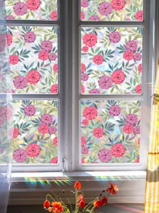 Colorful floral stained glass window film static cling prism rainbow window sticker home