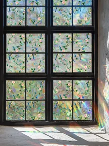 Rainbow window sticker prism glass film suncatcher stained glass detail view decor