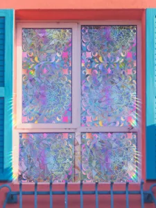Colorful holographic window film privacy sun catcher rainbow prism static cling glass sticker