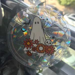 Ολογραφικό αυτοκόλλητο παραθύρου Halloween φάντασμα suncatcher με εντυπωσιακό εφέ ουράνιου τόξου