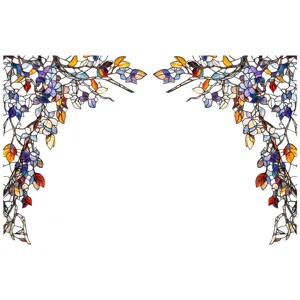 Stained glass window film decorative floral branch sticker for home privacy and glass door decor.