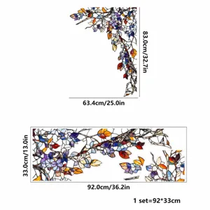 Stained glass window film floral branch privacy decorative static cling sticker 63x83cm