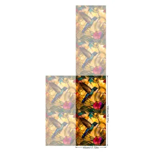 Stained glass window film with hummingbird and colorful flowers, static cling privacy sticker.