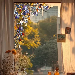 Stained glass window film decorative floral static cling privacy glass sticker for home window