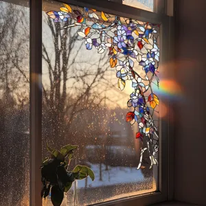 Stained glass window film static cling decorative floral privacy film for home decor