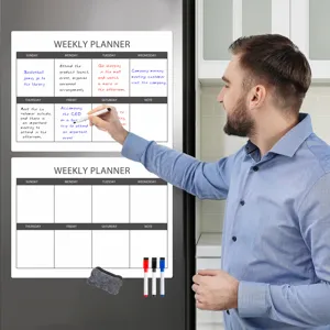 Magnetischer Wochenplaner für den Kühlschrank mit Whiteboard-Markern und Schwamm für Planung