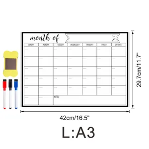 Magnetischer Monatskalender Whiteboard mit Stiften und Radierer für Kühlschrank und Planung.