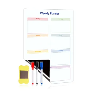 Magnetischer Wochenplaner für den Kühlschrank mit Whiteboardstiften und Schwamm für Notizen.