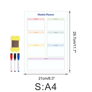 Magnetischer Wochenplaner Whiteboard mit Stiften und Radiergummi für den Kühlschrank.