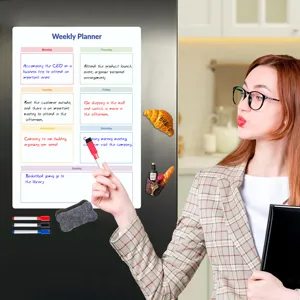 Magnetischer Wochenplaner Whiteboard Aufkleber für Kühlschrank mit Stiften und Notiz.