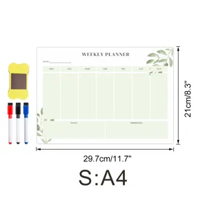 Magnetischer Wochenplaner A4 Kühlschrank Kalender Notiztafel mit 3 Stiften und Radierer