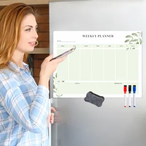 Magnetischer Wochenplaner für Kühlschrank mit Stiften und Radiergummi, Magnettafel Kalender