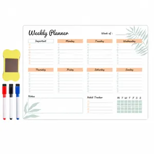 Magnetischer Wochenplaner mit Stiften, A3 Whiteboard Kalender fuer Kuehlschrank und Bueroorganisation.