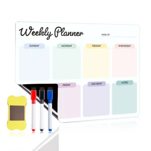 Magnetischer Wochenplaner als Whiteboard für den Kühlschrank mit bunten Markern.
