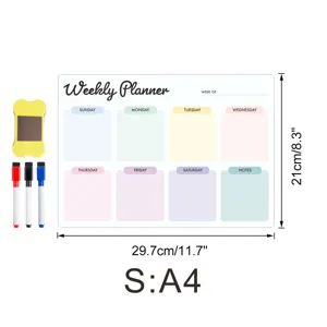 Magnetischer Wochenplaner Whiteboard Aufkleber mit Stiften für Notizen am Kühlschrank.