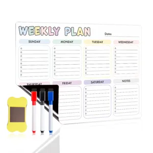 Magnetischer Wochenplaner Whiteboard für Kühlschrank mit Markern und Tafellösche.