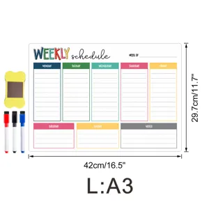 Magnetischer Wochenplaner Whiteboard Detailansicht, A3 Kühlschrank Kalender für Notizen.