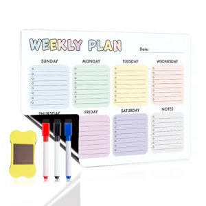 Magnetischer Wochenplaner Whiteboard für Kühlschrank mit Markern und Radierer. Wiederverwendbar.