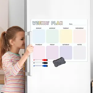Magnetischer Wochenplaner Whiteboard für Kühlschrank mit Markern und Schwamm für Notizen.