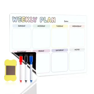 Magnetischer Wochenplaner Whiteboard mit Stiften und Schwamm für Kühlschrank und Notizen.