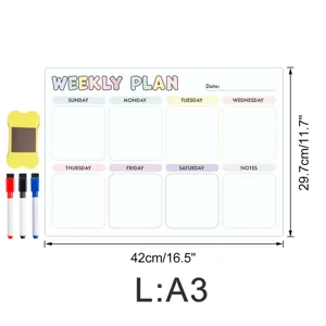 Magnetischer Wochenplaner Whiteboard A3 Kühlschrank Kalender Notiztafel mit Stiften