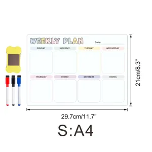 Magnetischer Wochenplaner Whiteboard für Kühlschrank mit drei Stiften und Radierer, A4 Größe.