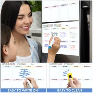 Magnetischer Wochenplaner für Kühlschrank, trocken abwischbarer Familienplaner Kalender Memo.